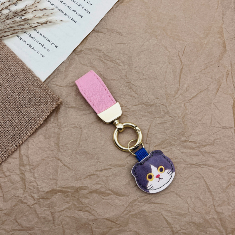 日系eco ute子猫シリーズのキーホルダーeminettかわいい革キーホルダー装飾バッグストラップ|undefined