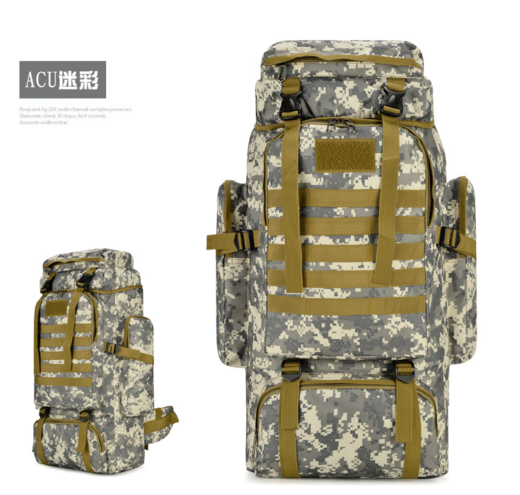 Mochila impermeable multifuncional transfronteriza, subcontratación de senderismo, bolsa de camping y montañismo, mochila de viaje de gran capacidad, bolsa de camuflaje