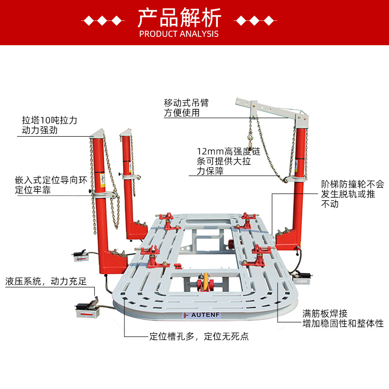 Tubo rectangular cuerpo del coche corrector de haz de chapa depresión reparación cirugía plataforma ventas directas de la fábrica