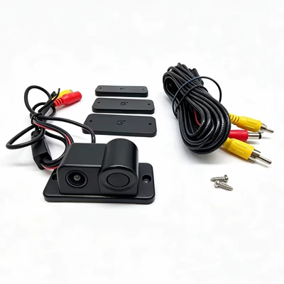 Reversing radar camera 2-in-1 or 3-in-1 with built-in speaker, LED parking system, rearview mirror, and vehicle-mounted sensor probe (Vehicle camera) - radar-camera-two-in-one