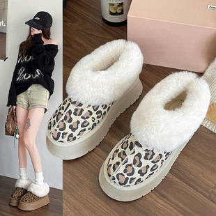 Mao Mao mouth snow boots women's 2024 winter new Korean version of thick bottom short tube thickened pedal lazy plus size cotton shoes