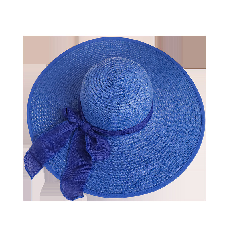 Estilo coreano de moda de color sólido ala grande a prueba de sol de ala ancha arco Sombrero de paja a prueba de sol playa versátil casual sombrero para el sol sombrero fresco