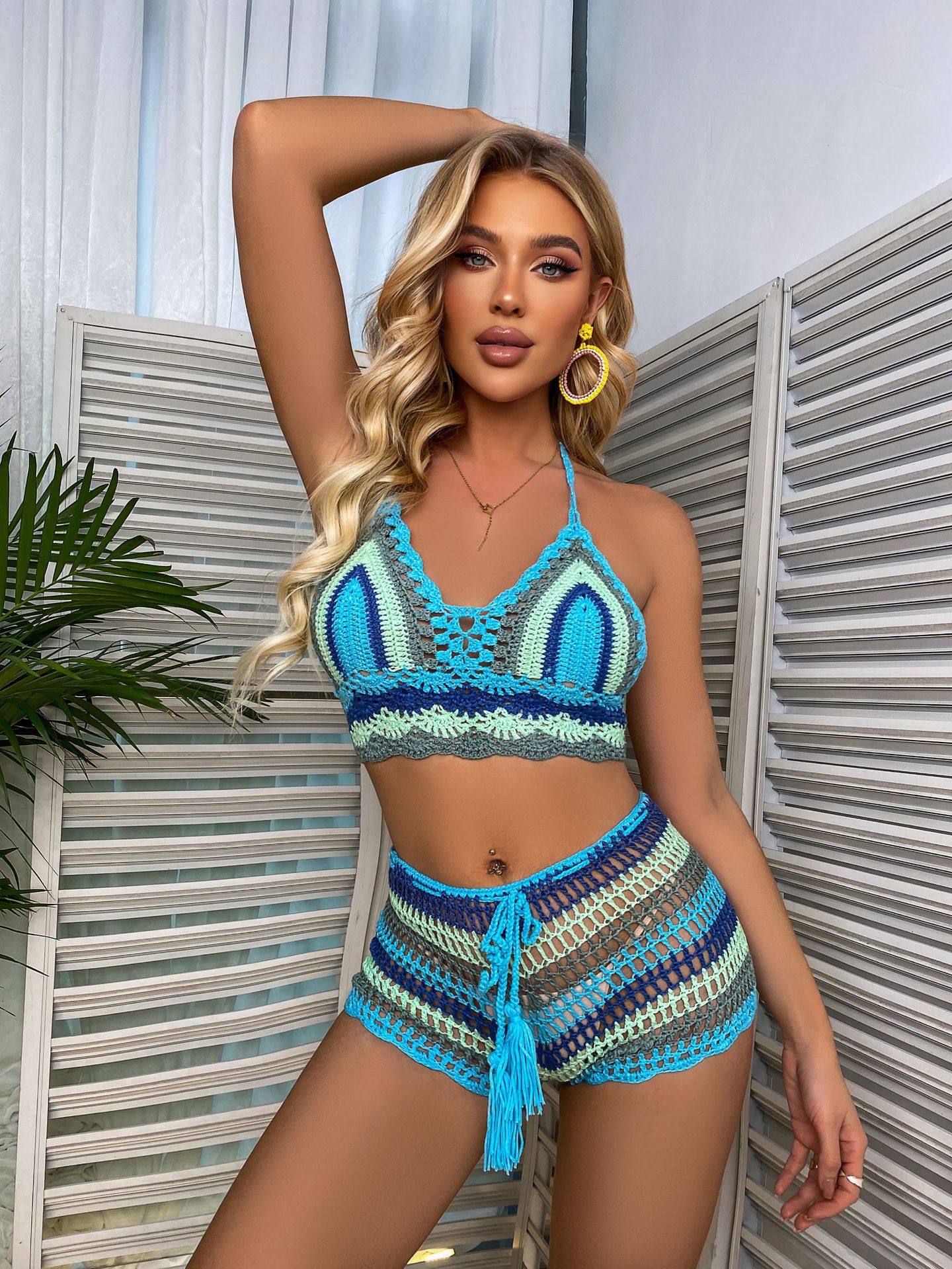 Set bikini all uncinetto stile bohémien due pezzi mare donna_voghion.com