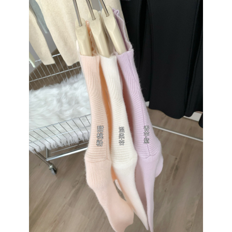 塞纳粉紫色半高领打底衫女毛衣韩系修身小香风内搭中领针织上衣|undefined