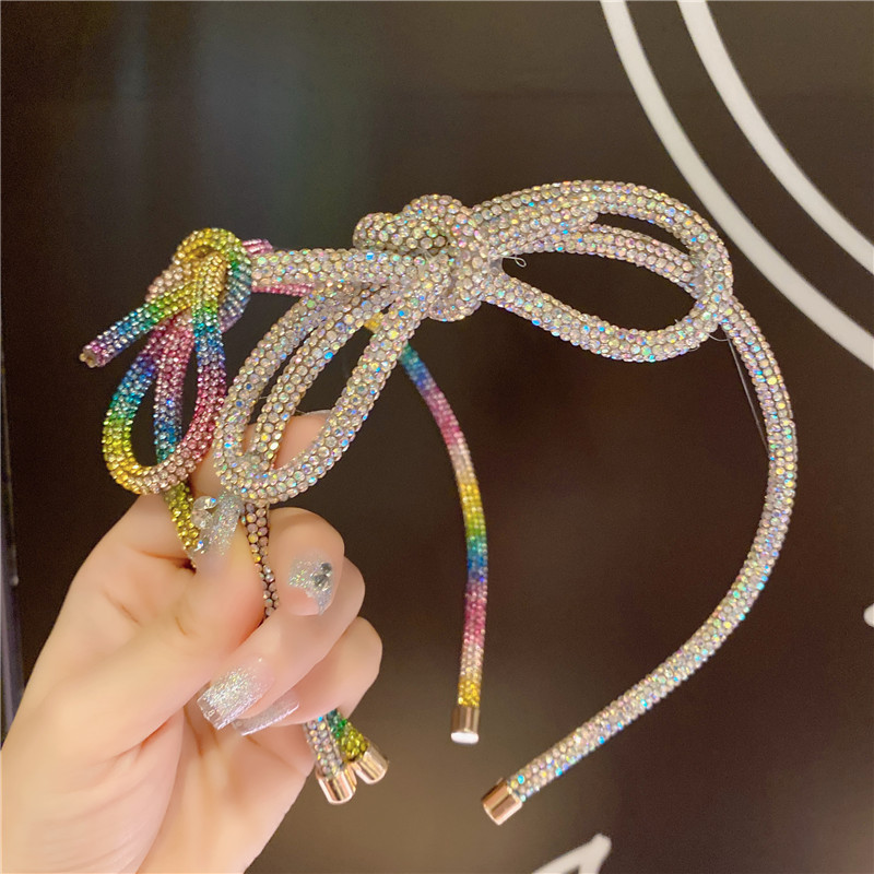 90g Weight Hair Band Hair Accessories Type 1 Piece Quantity Carnival, Street Occasion Hot Drill Material Bow Knot Pattern Women's Gender Diamond Design Fairy Style Style Fairy Style Women's Bow Knot Hot Drill Diamond Hair Band 6