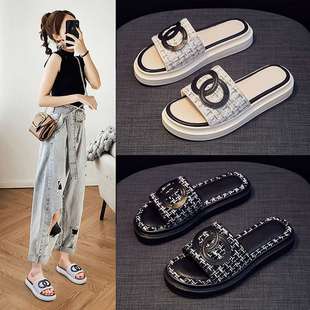 Women's Outer Slippers 2025 Summer New Ins Fashion Thick-Soled Casual Small Fragrant Sandals
