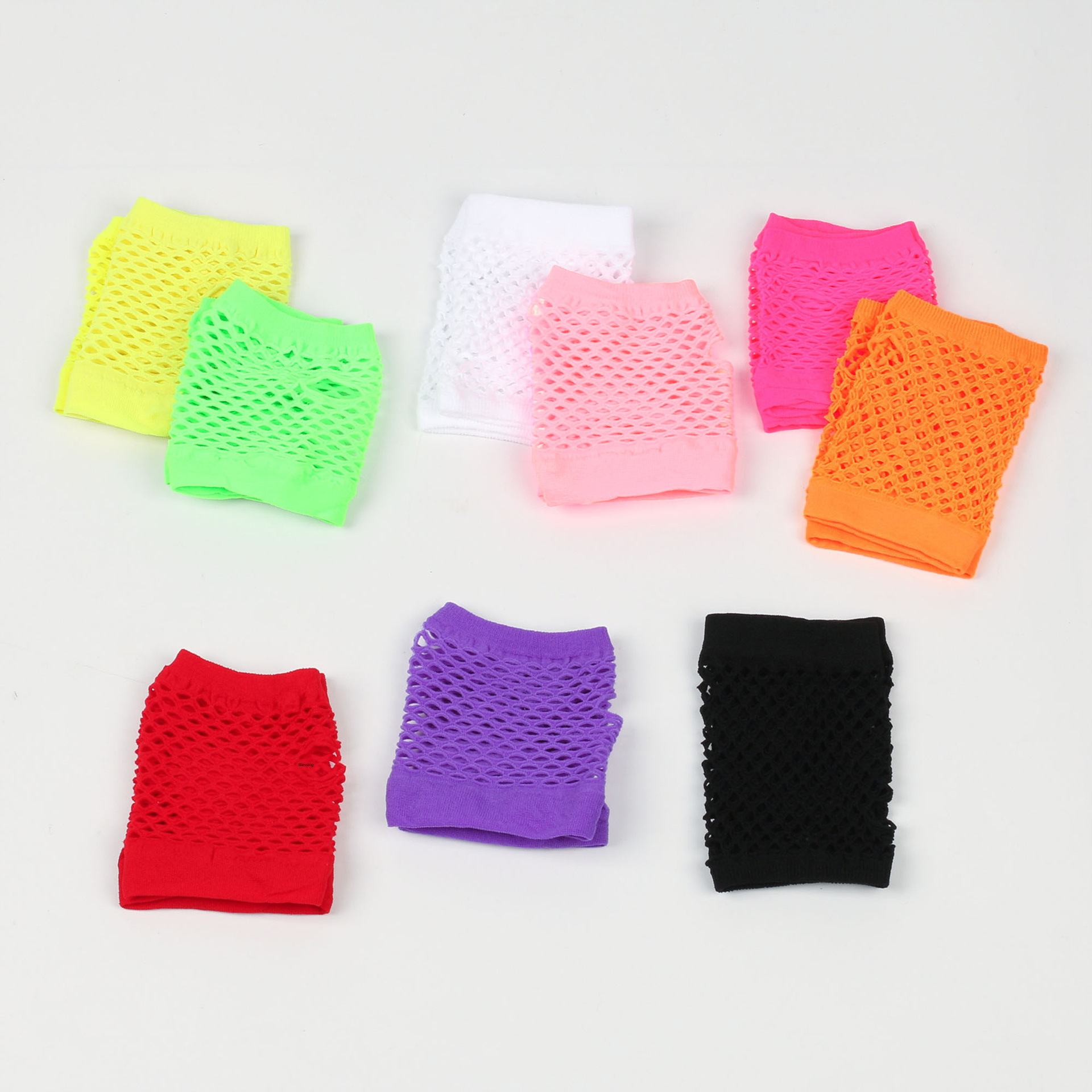 Cross-border short fishing net gloves nightclub multi-color sexy stretch gloves punk gloves European and American hollow mesh gloves_voghion.com