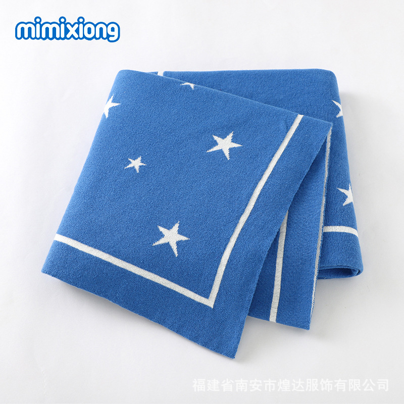 Ins venta caliente primavera nueva estrella de cinco puntas jacquard bebé manta bebé cochecito cubierta edredón