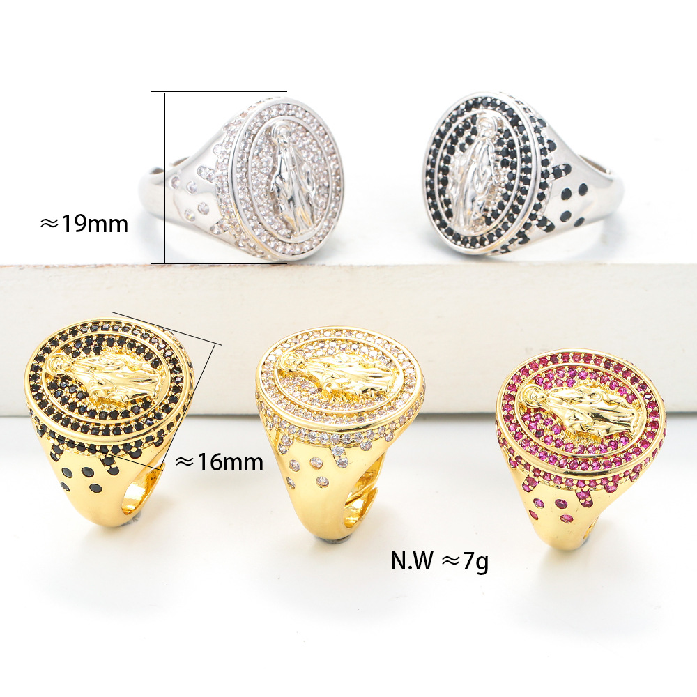 Unisex Gender Plating Design Retro Virgin Mary Diamond Ring Wholesale
