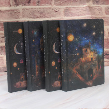 创意梦幻记事本多功能手账本彩页空白牛皮硬抄本网红精致宇宙小镇