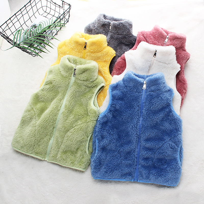 El otoño y el Invierno de Los Niños Chaleco de piel superior de los niños y niñas de Los Bebés cardigan cremallera chaleco Ártico Terciopelo engrosada chaleco