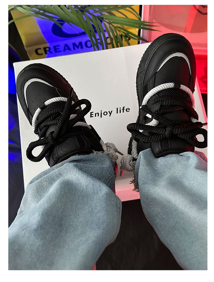 Schwarze Samurai Skaterschuhe Freizeitsneaker Für Herren_voghion.com