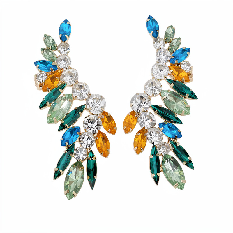 Aguja de plata de color diamantes redondos arroz pendientes ligeros de lujo de alta calidad personalidad exquisita pendientes de moda nicho orejas para mujeres