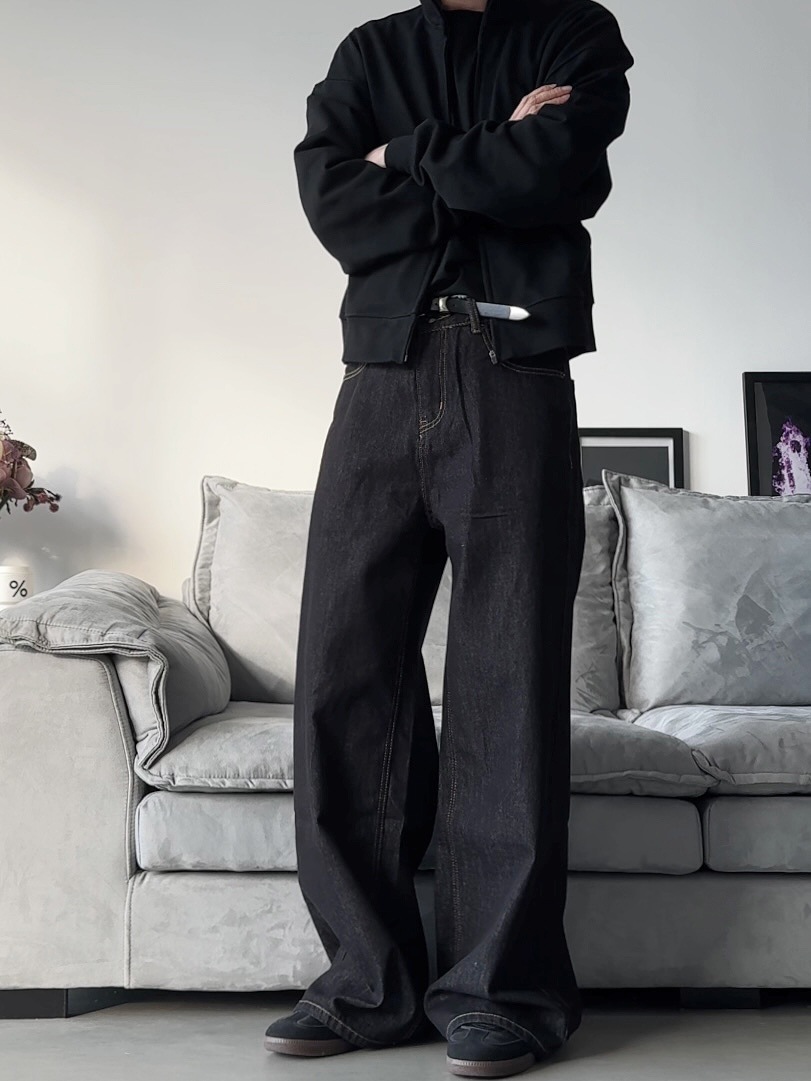 Retro Wide Leg Jeans Loose Straight Leg Casual Floor Length Pants For Men And Women_mkmklike.com