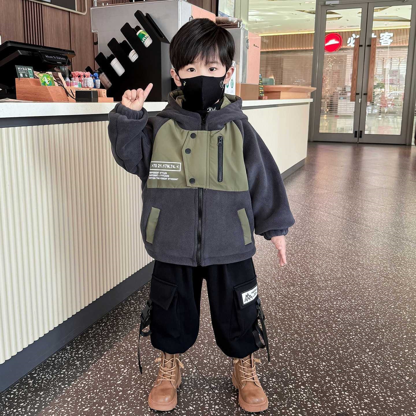 男童奥粒绒外套冬季儿童加绒加厚棉衣2026新款帅气男孩宝宝秋冬装