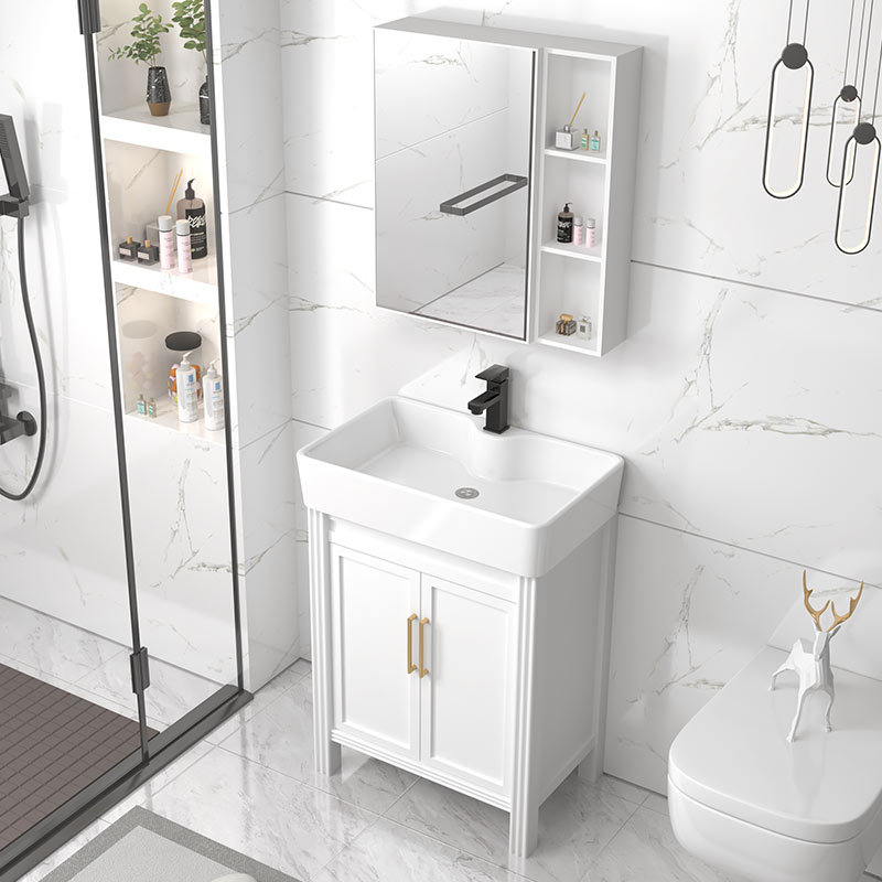 Gabinete de baño de aluminio espacial grueso tipo suelo cerámico integrado lavabo lavabo tipo casa pequeña lavabo de mano lavabo combinación