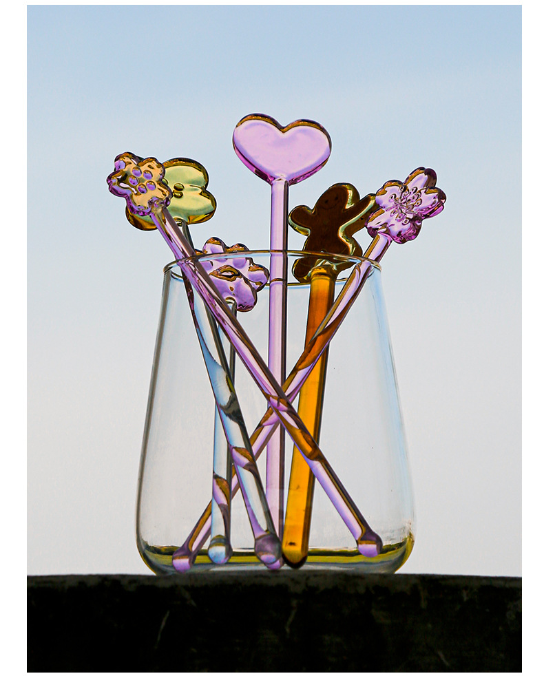 Cute Cartoon Flower Heat-Resistant Glass Stirring Rod 1 Piece display picture 2