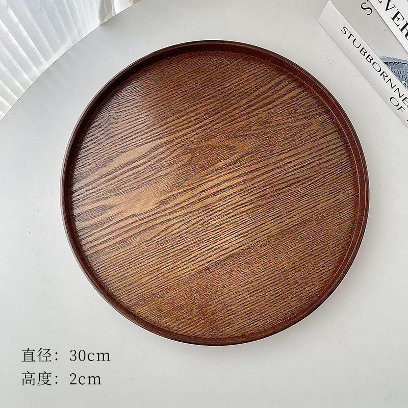 日本式レトロ円形木製トレー家庭用菓子茶皿皿カフェケーキ皿果物皿|undefined
