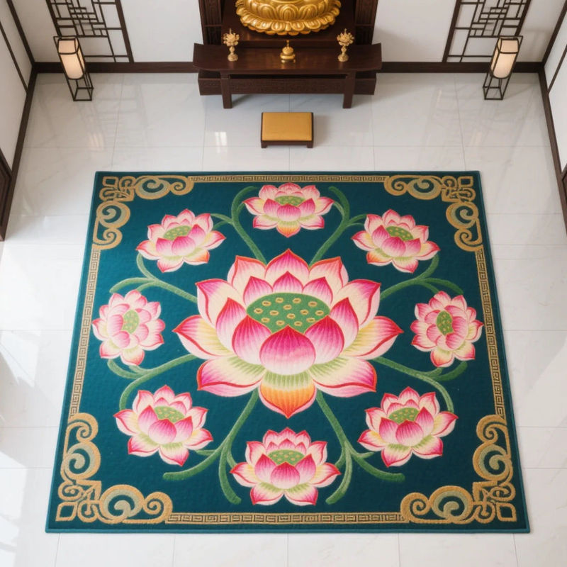 莲花水晶地垫禅意跪拜跪垫打坐地毯卧室家用正方房间中式客厅立体|undefined