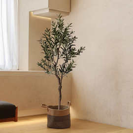 北欧彷真绿色植物橄榄树室内大型落地盆栽植物假树造景装饰盆景摆