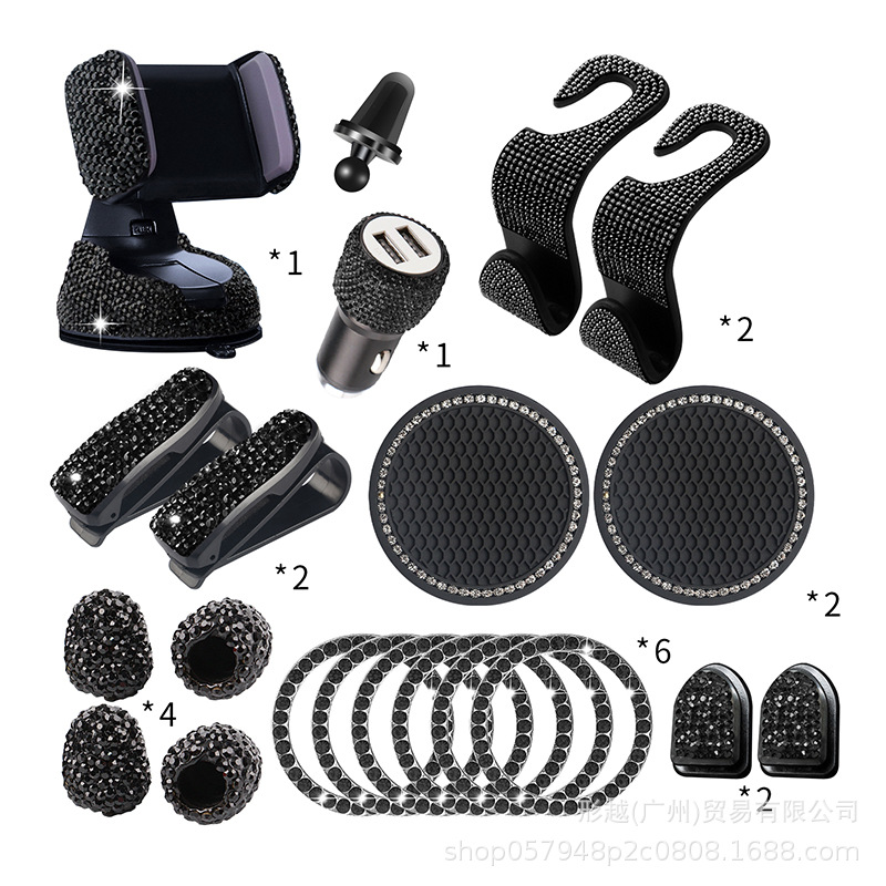 Cruz-frontera especial para nuevo diamante-accesorios incrustados coche diamante-gancho de coche con un clic inicio decorativo anillo válvula traje