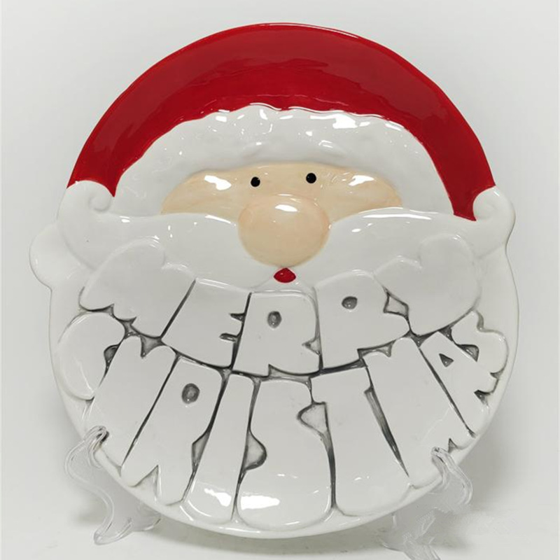 European and American Style Christmas Husband 3D Dinner Plate Dessert Breakfast Plate Daily Tableware Fruit and Vegetable Ceramic Plate
