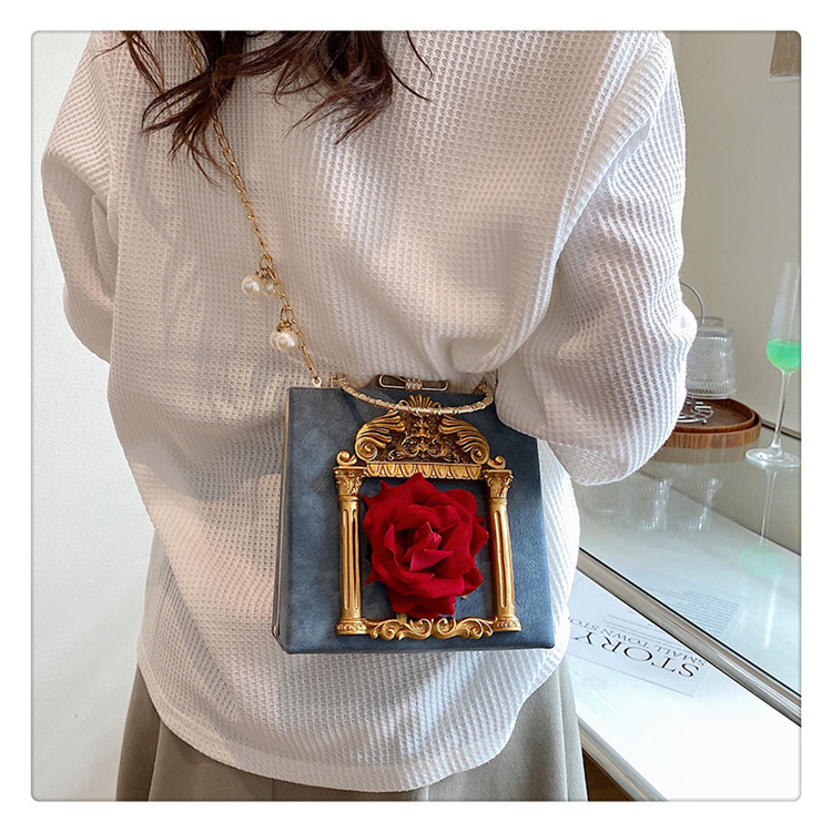 Retro Baroque Angel Flower Chain Shoulder Bag For Women_voghion.com