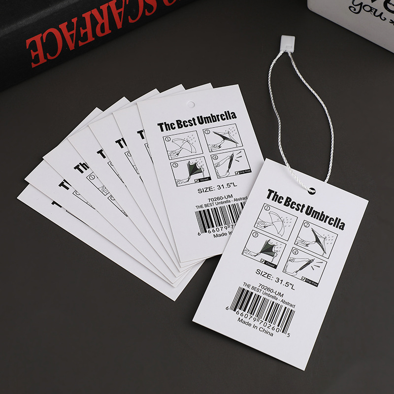 厂家直供彩色印刷款铜版卡 白卡纸服装箱包商标价格吊牌