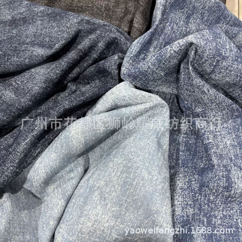 涤棉免洗牛仔布印花 箱包帽子 连衣裙 外套 鞋材阔腿裤子面料批发