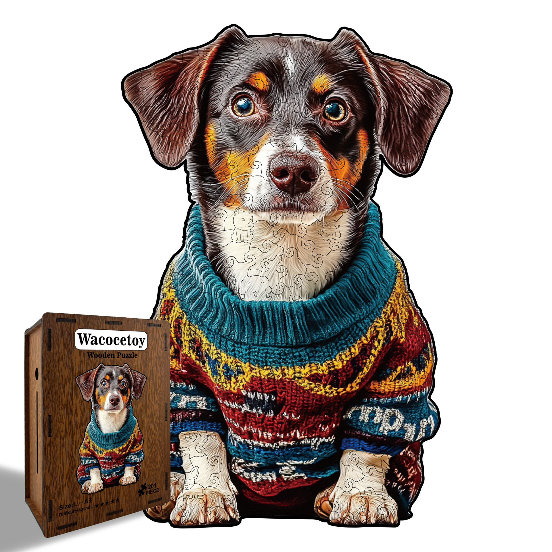 Wacocetoy Cross-Border Dachshund Puzzle Wooden Irregular Puzzle Holiday Gift Puzzle Stress-Relief Game Puzzle