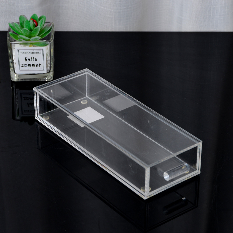 亚克力透明盒长方形塑料小胶盒桌面收纳整理盒食品级带盖展示盒