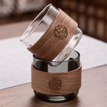 高硼硅耐高温玻璃卡扣杯家用烟灰泡茶杯咖啡杯圆形简约耐热喝水杯