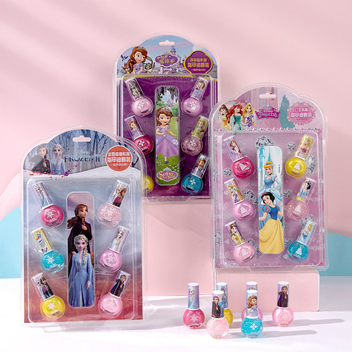 Disney Princess Elsa Little Girls Children's Nail Polish Water-Based Peel-Off Girls Nail Art Set Toy