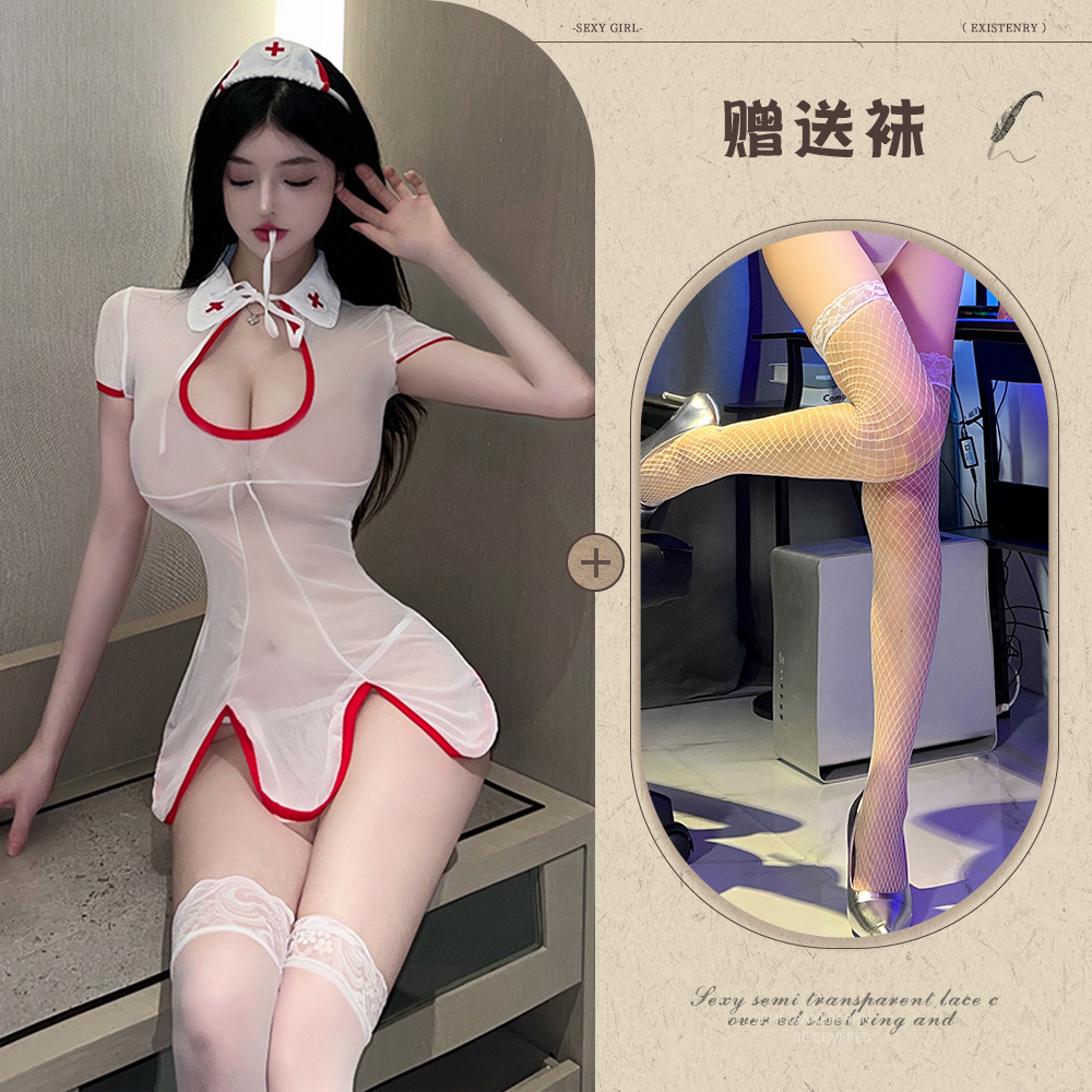 흰색 + 흰색 망사 스타킹
