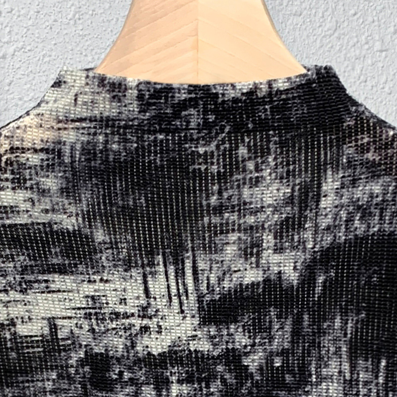 Media altura cuello de manga larga camisa de tela de tela para mujeres 2024 nuevo otoño delgado camiseta de moda de reducción de edad extranjera chaqueta teñida