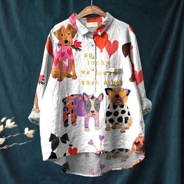 Cross-Border Foreign Trade Hot-Selling Summer Women's Clothing Amazon Aliexpress Loose-Fitting Printed Turn-Down Collar Casual European Size Shirt-F