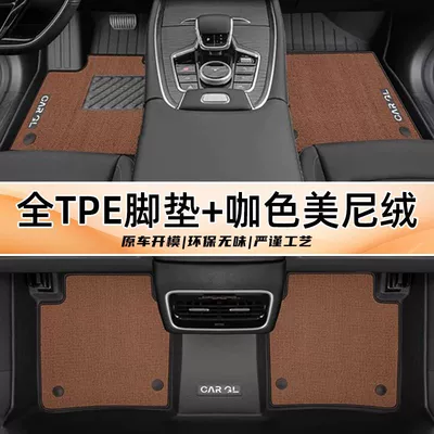 Special 25 Five-Seater Surround Seven-Seater | Ayaqaltılar (Kovriklər) - tiggo-8pro-five-seats-fuel-premium-double-layer-tpe-foot-pad-brown-meni-velvet
