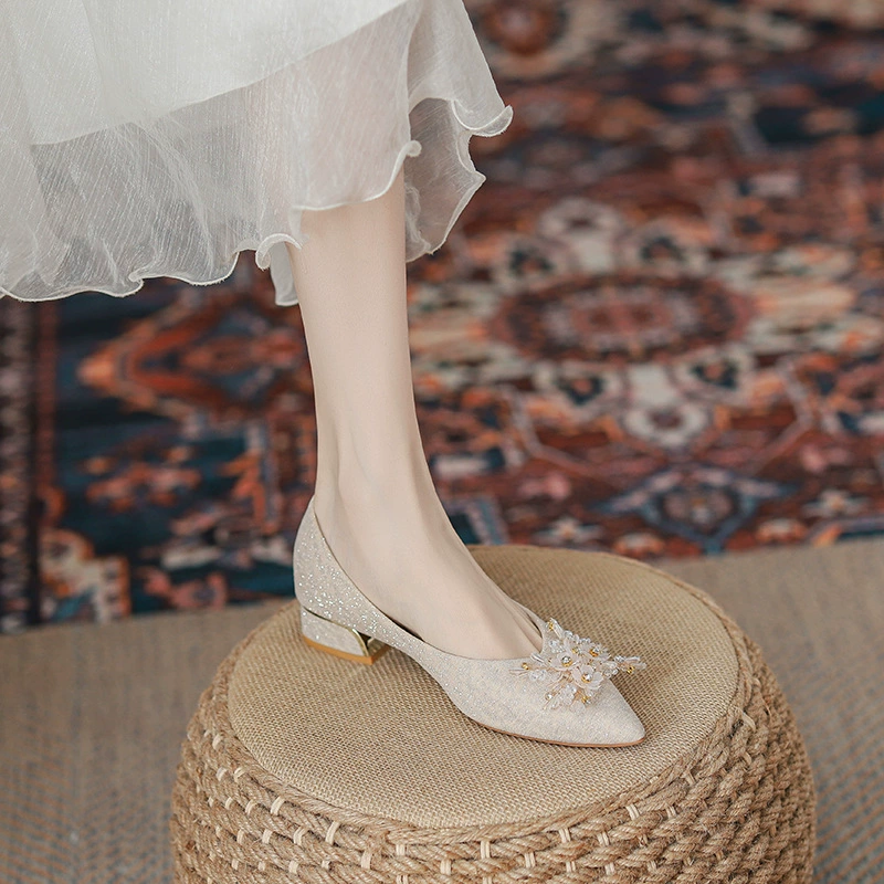 Footwear, suitable with a skirt for bride, wedding shoes, french style, for bridesmaid
