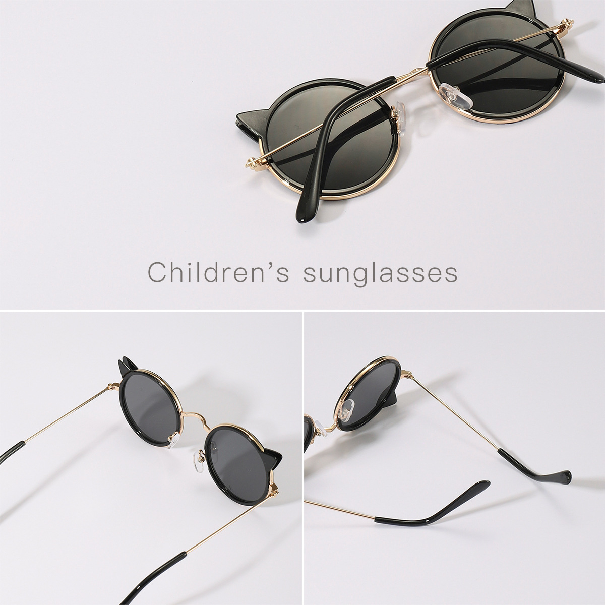 2023 nuevas gafas de sol de metal para niños dibujos animados gato gafas de sol para niños sombrilla de verano gafas de sol para bebés