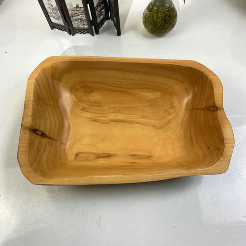 Home living room decoration snack plate Chinese style wedding table dessert plate pastoral style wooden square large fruit plate