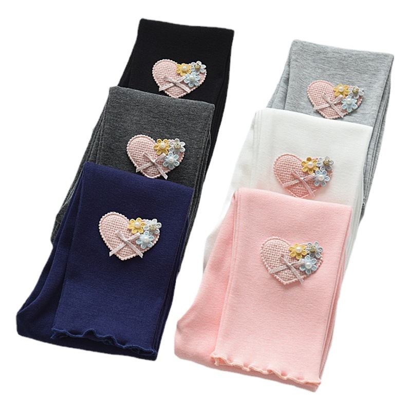 Polainas de las niñas otoño 2022 nuevos niños de la flor delgada elástica desgaste exterior del bebé niñas primavera y otoño pantalones delgados