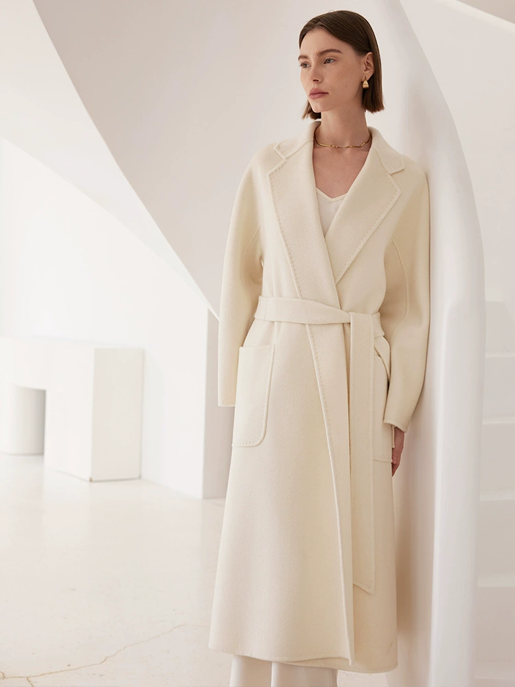 Double-sided cashmere bathrobe, demi-season long belt, jacket