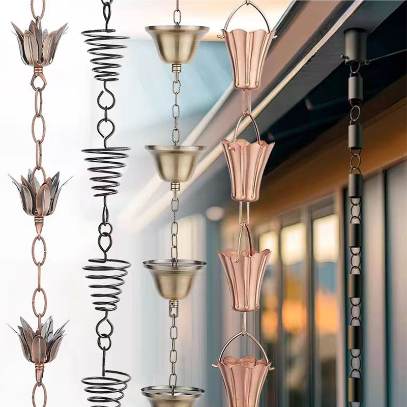 Rain chain for gutter and drain, exterior decorative rain chain, courtyard eaves downfall drainage chain Rain chain for gutter and drain, exterior decorative rain chain, courtyard eaves downfall drainage chain