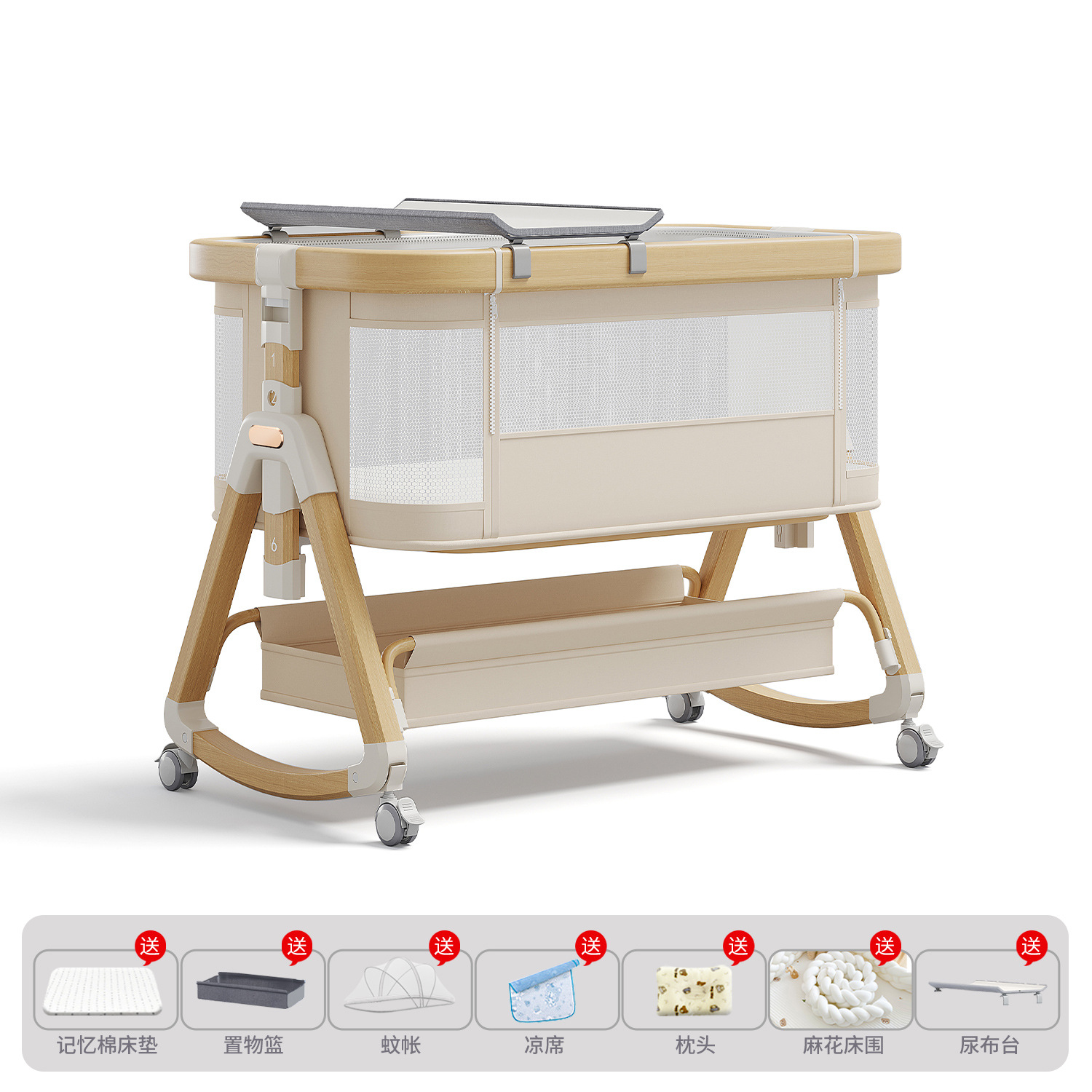 Cama de aleación de aluminio móvil portátil cuna cama plegable multifuncional bb cama recién nacida cama de empalme