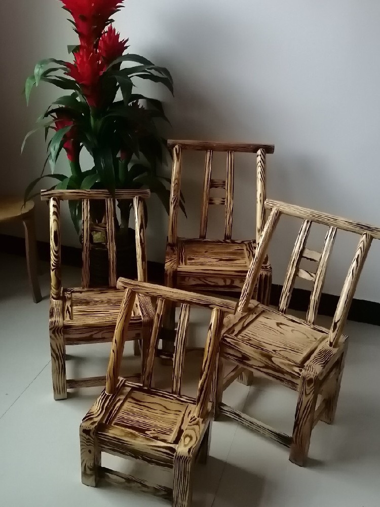 松木椅实木靠背椅农村传统手工椅农家乐麻将椅餐椅休闲换鞋儿童J&