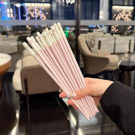 塑料筷子高颜值可爱粉色爱心火锅筷家用一人一筷舒适防滑筷子公筷