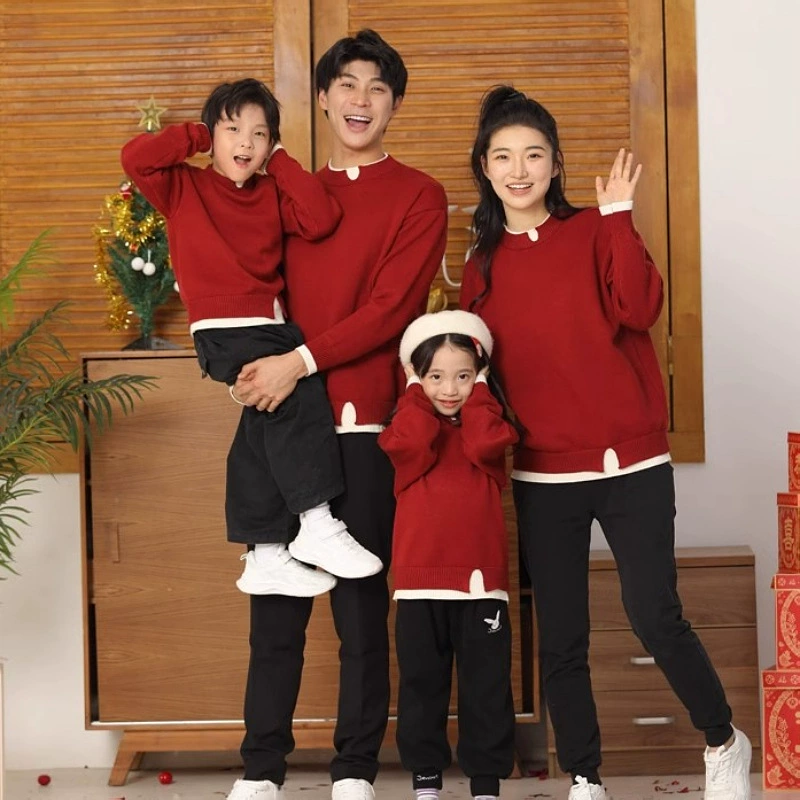 Популярный красный хлопковый комплект из двух предметов, не скатывающийся, для Нового года, утолщенный, семейный, для трех или четырех членов семьи, повседневный и универсальный.