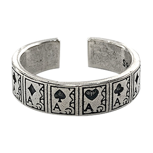 Poker Ring Women's Design Personalized Hand Accessories Trendy Ins Style Sweet Cool 925 Silver Ring Non-Fading Niche Wholesale