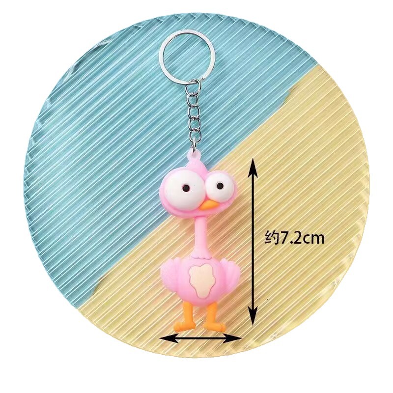Creativo de dibujos animados gran ojo animal llavero eye-popping avestruz estudiante colgante kindergarten regalo lindo muñeca