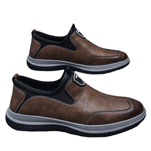 New men's sports casual shoes, fashionable soft leather casual shoes, stylish British minimalist casual shoes, trendy men's shoes